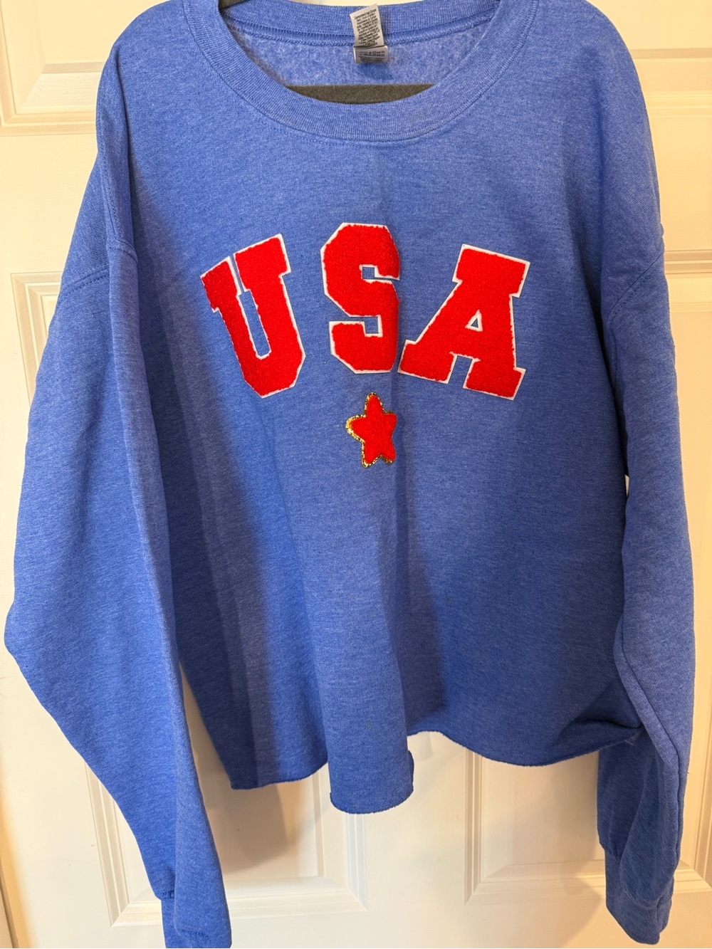 Gildan Royal Blue Sweatshirt with Red USA Appliqué